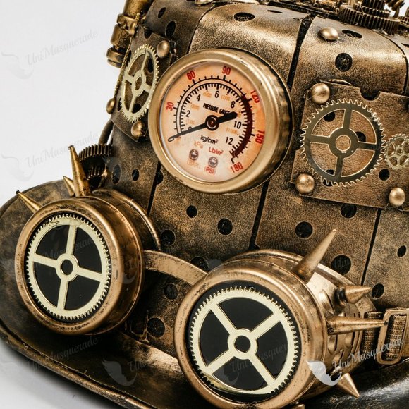 Steampunk Metalic Top Hat Halloween Costume - Picture 5 of 7